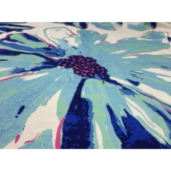 Tango Mango Top 1/4 Zip Mock Neck Mesh Sleeve White Blue Floral 1X - Picture 4 of 12